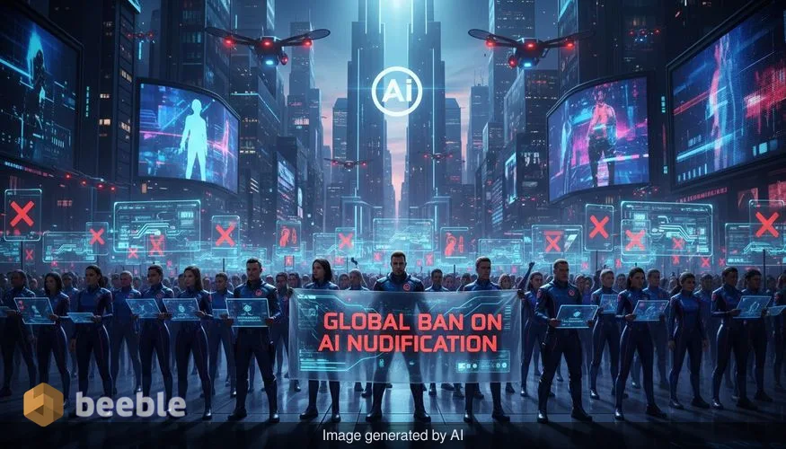 Vairāk nekā 100 organizāciju, tostarp Interpols un Eiropas Komisija, pieprasa globālu AI kailattēlu radīšanas rīku aizliegumu