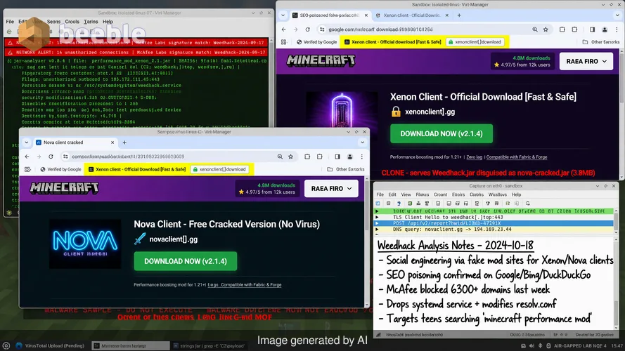 How fake Minecraft clients outranked official sources to deliver Weedhack